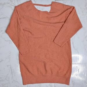 Free People Tunic Sweater Large 100% Cashmere Pullover Geometric Knit Salmon